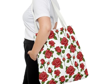 Elegant Rose Pattern Tote Bag - Floral Chic Shoulder Bag for Stylish Women!
