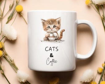 Katten en koffiemok - Cute Cat Lover Gift, Funny Coffee Cup voor katteneigenaren, 11oz keramische mok