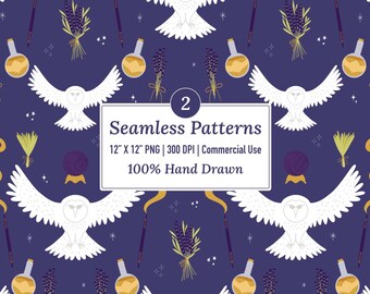 Mystical Owl Seamless Pattern Files, Digital Scrapbook Paper