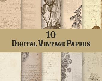 Vintage Scrapbook Paper, Printable Junk Journal Pages, Ephemera