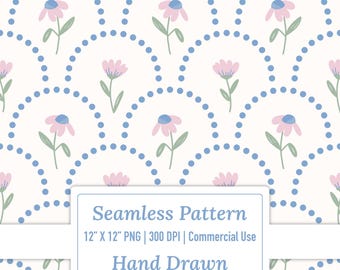 Coquette Floral Seamless Pattern, Digital Scrapbook Paper, Girly Digital Papers