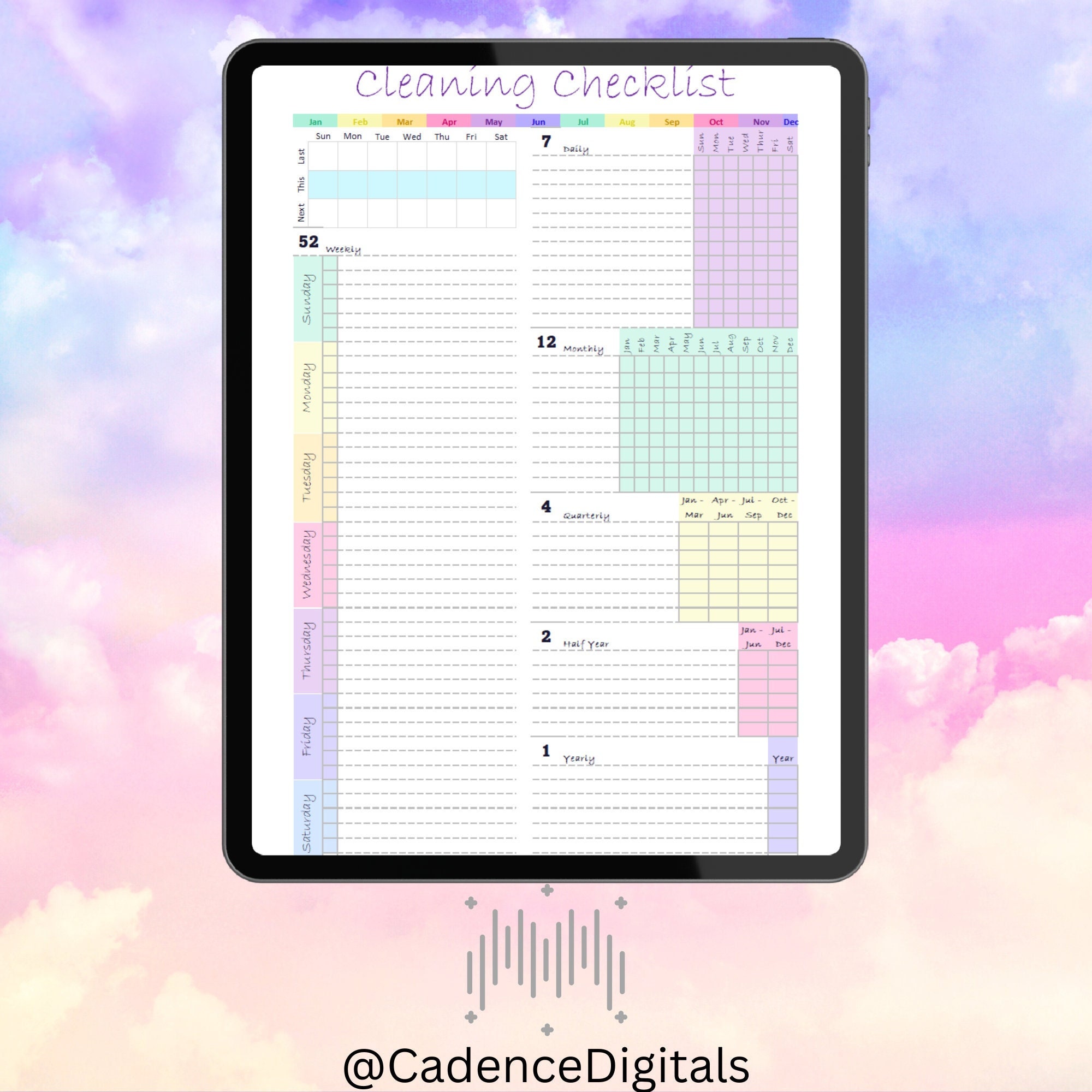 Cleaning Checklist, Daily Tracker, Monthly Cleaning, Quarterly Home ...