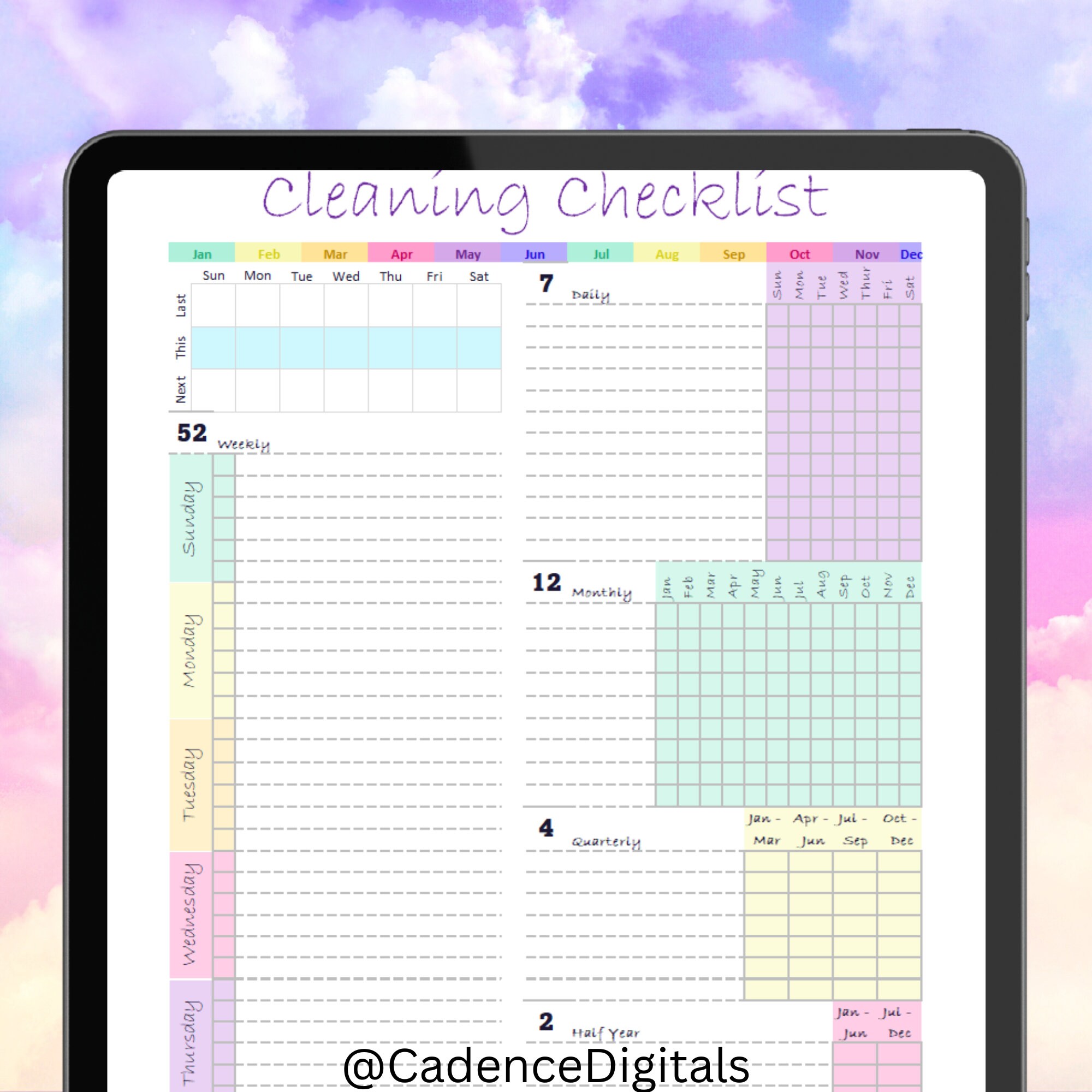 Cleaning Checklist, Daily Tracker, Monthly Cleaning, Quarterly Home ...