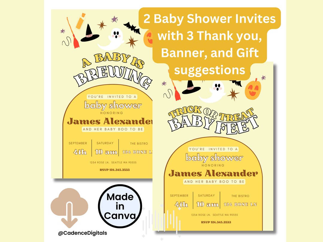Halloween Baby Shower Invitation A Baby is Brewing Fall Baby Etsy