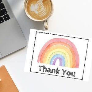 Afdrukbare Rainbow Bedankkaart voor leraar, ouder, familie
