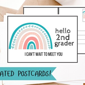 Carte postale arc-en-ciel pour la 2e année pour la rentrée des classes