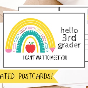 Carte postale arc-en-ciel pour la rentrée des classes, 3e année