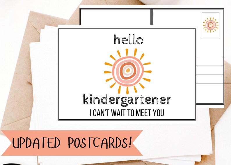 Boho Sunshine Back to School Printable Postcard - Kindergarten - Etsy