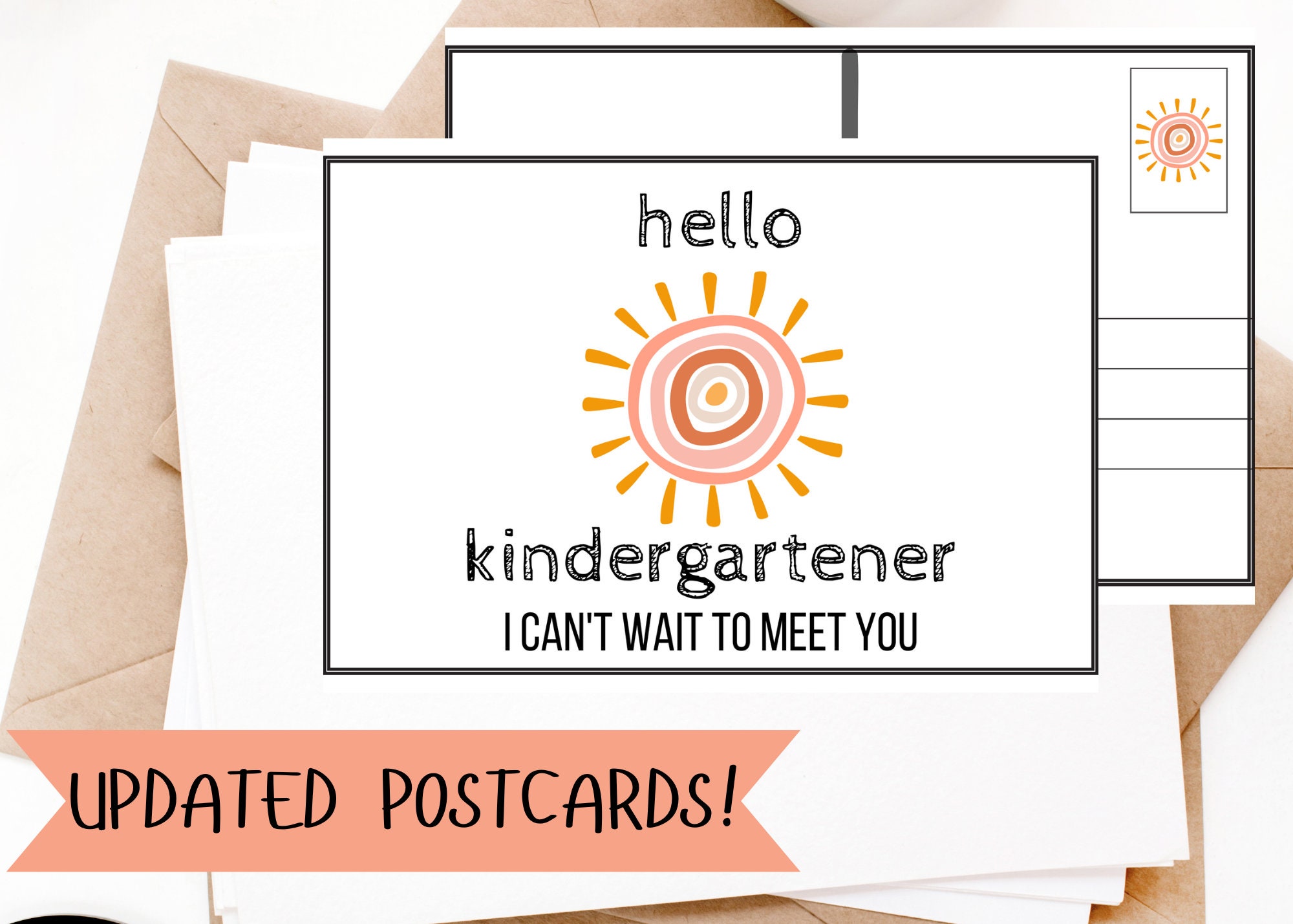 Boho Sunshine Back to School Printable Postcard - Kindergarten - Etsy