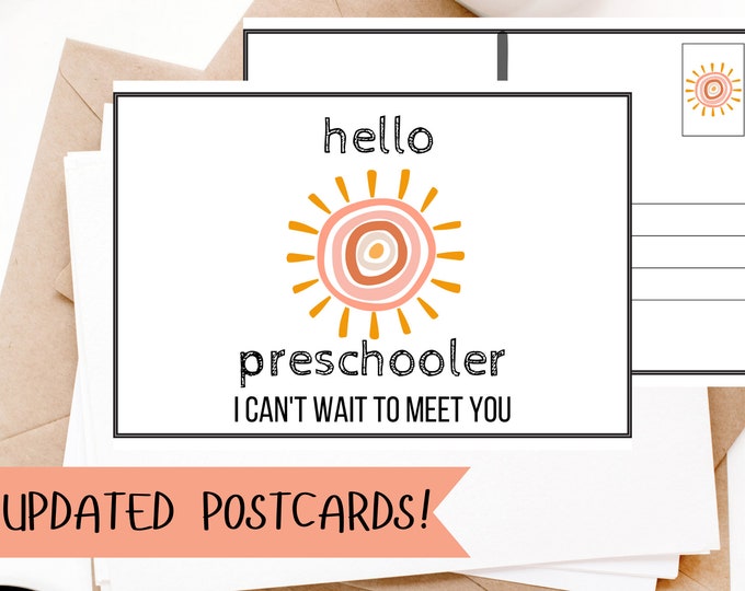 Boho Sunshine Back to School Printable Postcard - Preschool - Etsy