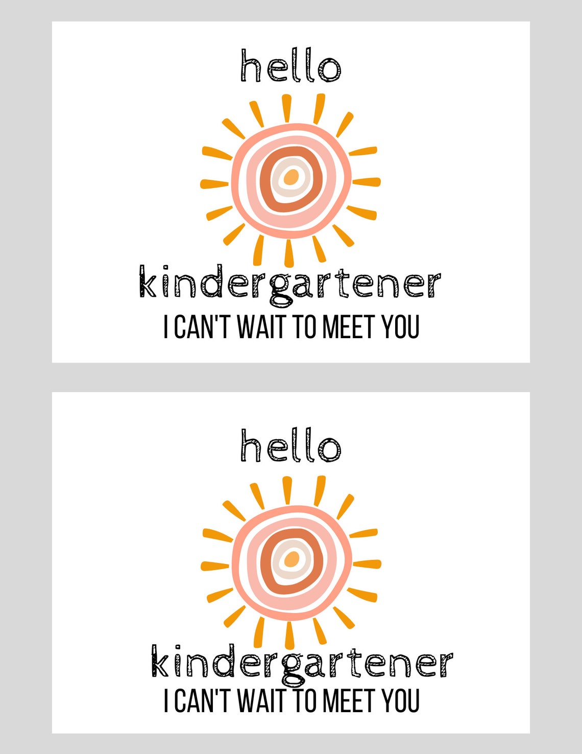 Boho Sunshine Back to School Printable Postcard - Kindergarten - Etsy