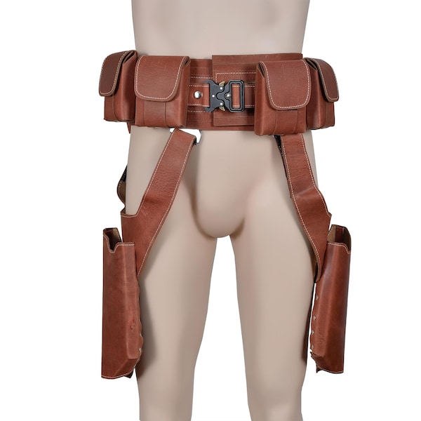 Cinturón de cuero inspirado en el cosplay de Starwars mandaloriano Cinturones de cuero con funda Cinturón de cuero bo katan Cinturón de cuero din djarin