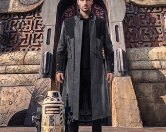 Cyberpunk Trench Coat, Futuristic Techwear Jacket for Cosplay, Tactical Sci-Fi Long Coat