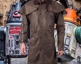 Wasteland Taktische Gebrauchsmantel Herren, Kopfgeldjäger Cosplay Trench, Robuste Sci Fi Lange Duster Jacke