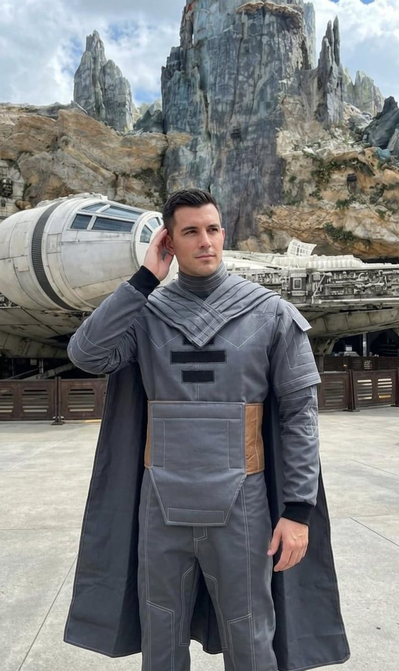 Mandalorian Star Wars Bounty Hunter flygdräktsset – 3-delad cosplaydräkt med taktisk väst. bild 1