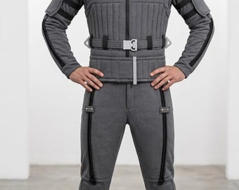 Men’s Tactical Sci-Fi Jumpsuit, Dystopian Techwear Bodysuit, Futuristic Armor Cosplay Costume for Men