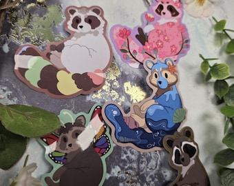 Raccoon Vinyl Stickers | Cute Raccoon Designs | Simple 3in Raccoon Stickers