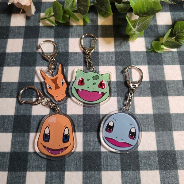 Charmander, Squirtle, Bulbasaur | Pokemon Keychain | Kanto Starter Charms