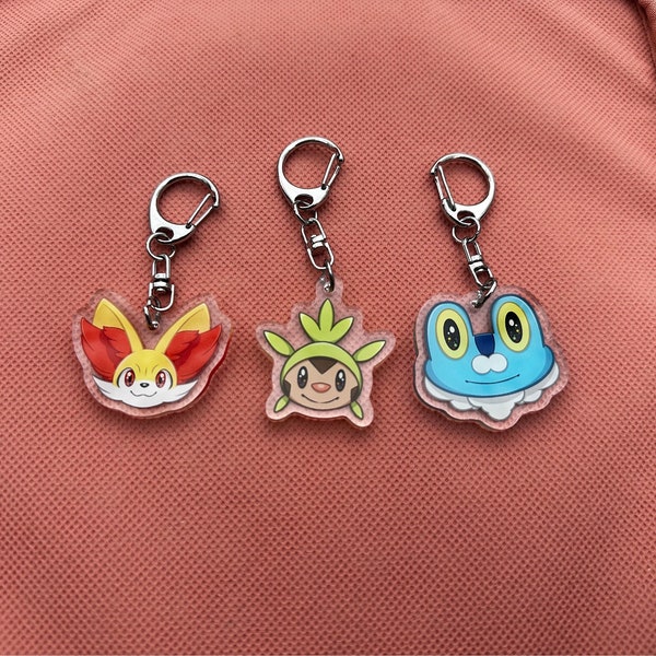 Fenniken, Froakie, Chespin | Pokemon Keychain | Kalos Starter Charms