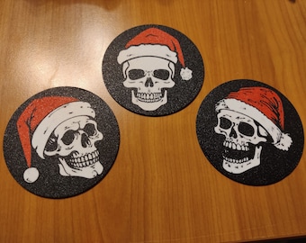 Christmas coasters with skull motif