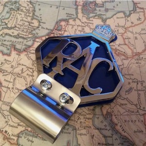 RAC car badge chrome plate blue backing with bracket 3/4 inch