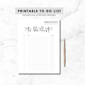 Minimal To Do List Printable, Simple Tasks List Template, Productivity Planner