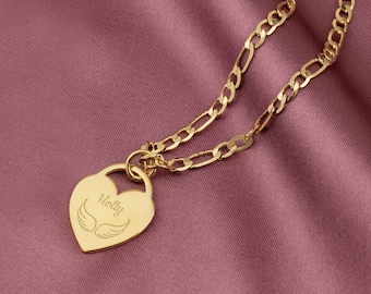 Angel Wings Name Necklace, Memorial Necklace, Memorial Wings Necklace, Personalized Grieving Gift, Remembrance Gift, Engraved Wings Necklace