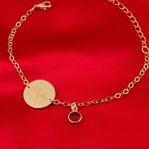 Engraved Name Bracelet or Anklet, Birthstone Name Bracelet, Nameplate Name Bracelet, Personalized Name Bracelet or Anklet for Women/Girl