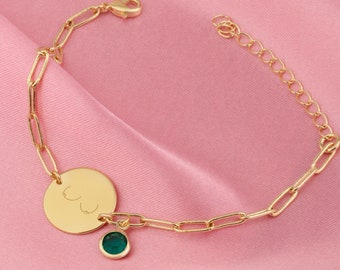 Bracelet de poitrine ou chaîne de cheville gravé, bijoux de sensibilisation au cancer du sein, bracelet/cheville à pendentif seins, bracelet avec pendentif de poitrine, cadeau pour elle