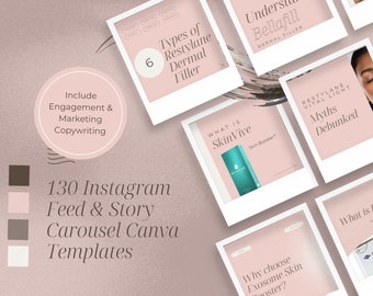Potenciadores de la piel y rellenos dérmicos Beige Rosa Instagram Feed + Historia Educación + Marketing Redes sociales Plantillas Canva Médico Estético