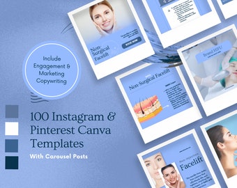 HIFU FOR FACE Blue & White Instagram Feed + Pinterest Pin Education+Marketing Social Media Canva Templates for Aesthetic Clinic/Medical Spa