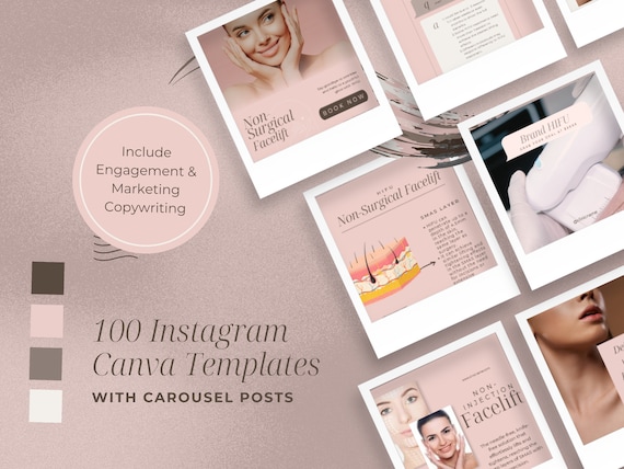 HIFU FOR FACE Beige & Pink Instagram Feed + Story Education + Marketing Social Media Canva Templates for Aesthetic Clinic/Medical Spa