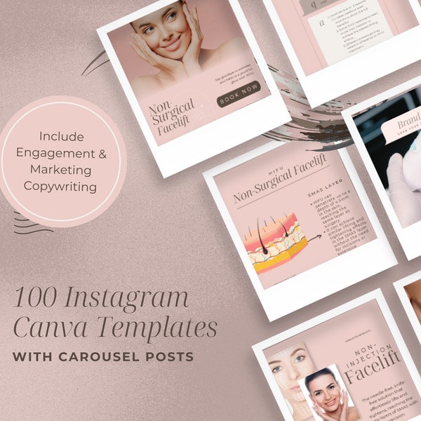 HIFU FOR FACE Beige & Pink Instagram Feed + Story Education + Marketing Social Media Canva Templates for Aesthetic Clinic/Medical Spa