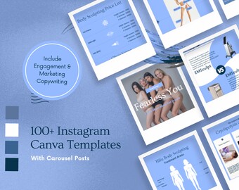 Vetverlies/Body Contouring Blauw-wit Instagram Feed+Verhaal Educatie+Marketing Social Media Canva-sjablonen voor Esthetische Kliniek/Medische Spa