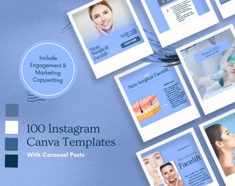 HIFU FOR FACE Blue & White Instagram Feed + Story Education + Marketing Social Media Canva Templates for Aesthetic Clinic/Medical Spa