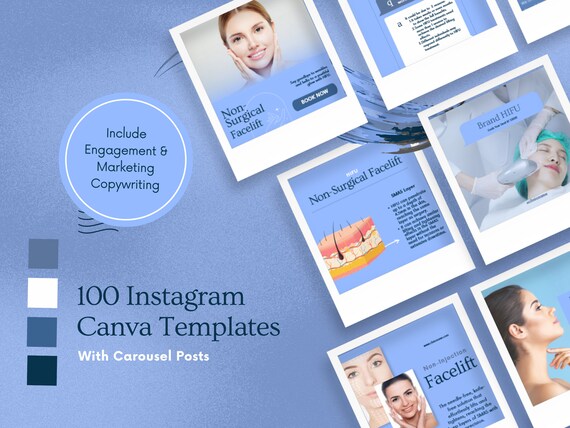 HIFU FOR FACE Blue & White Instagram Feed + Story Education + Marketing Social Media Canva Templates for Aesthetic Clinic/Medical Spa