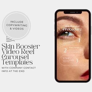 SKIN BOOSTER Video Reel Design & Copy Ready Education + Marketing Canva Templates for Aesthetic Clinic/Medical Spa/Esthetician/Injector