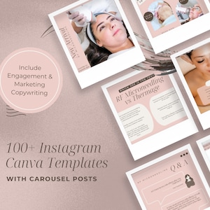 RF MICRONEEDLING Beżowy i różowy Instagram Feed + Historia Edukacja + Marketing Media społecznościowe Szablony Canva dla Kliniki Estetycznej/Medyczne Spa