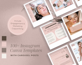 RF MICRONEEDLING Flux Instagram beige et rose + Éducation à l'histoire + Marketing Modèles de toile de médias sociaux pour clinique d'esthétique/spa médical