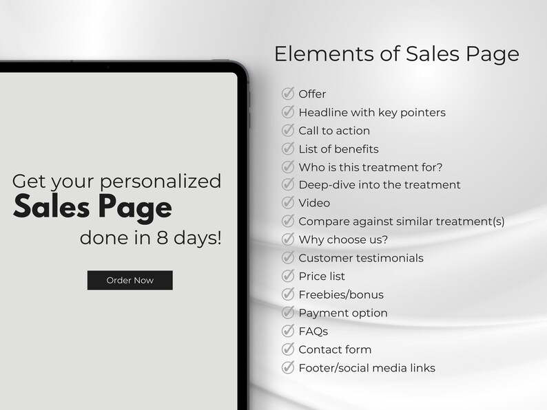 skin tightening custom sales page