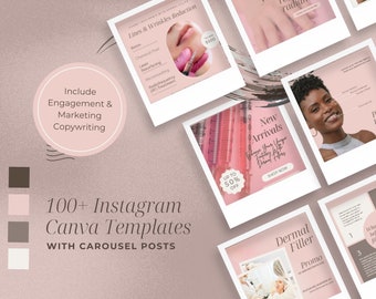 RELLENOS DÉRMICOS Beige y rosa Instagram Feed + Historia Educación + Marketing Plantillas de redes sociales Canva para clínicas estéticas/spa médicos