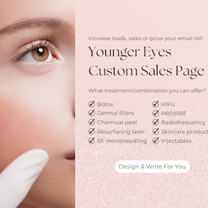 Design & Schreiben Sie für Sie Verkaufsseite für Behandlung für jüngere Augen / Kombi / Paket (Ästhetische Klinik / Medizinisches Spa / Hautpflegeprodukte)