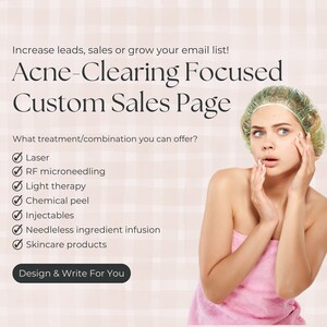 Entwerfen und schreiben Sie für Sie Verkaufsseite für Akne-Clearing-fokussierte Behandlung / Kombi / Paket (Ästhetische Klinik / Medizinisches Spa / Hautpflegeprodukte)