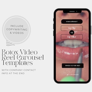BOTOX Video Reel Design & Copy Ready Education+Marketing Social Media Canva Templates for Aesthetic Clinic/Medical Spa/Esthetician/Injector