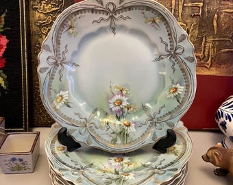 Set di 6 piatti antichi in porcellana Carl Tielsch, da frutta/insalata, provenienti dalla Germania, risalenti ai primi anni del 1900.