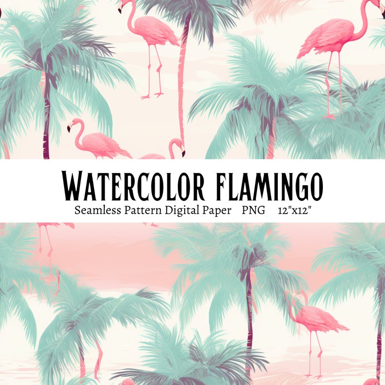 Flamingo Seamless Digital Paper Flamingo Pink Background Flamingo