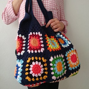 Crochet Bag, Granny Square Bag, Crochet Purse, Crochet tote Bag, Retro Bag, Hippie Bag,Gift for Her, Boho Bag, Vintage Style, Bag For Women