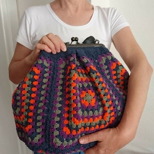 Poppins bag, crochet bag, crochet vintage bag
