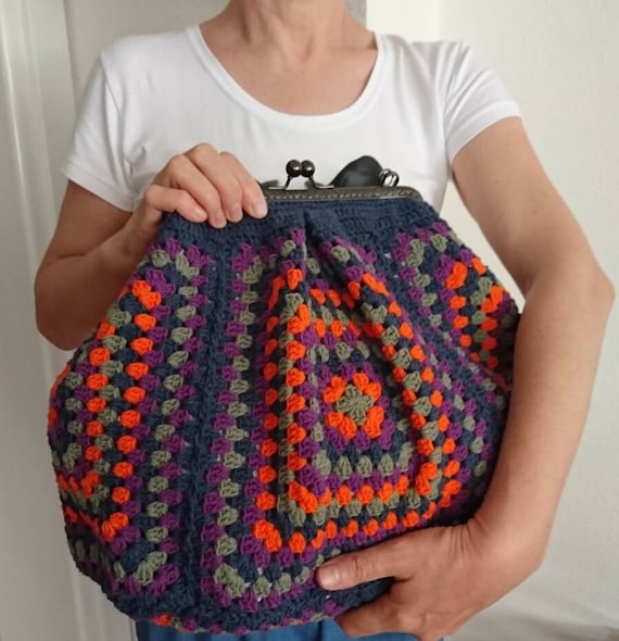 Poppins bag, crochet bag, crochet vintage bag