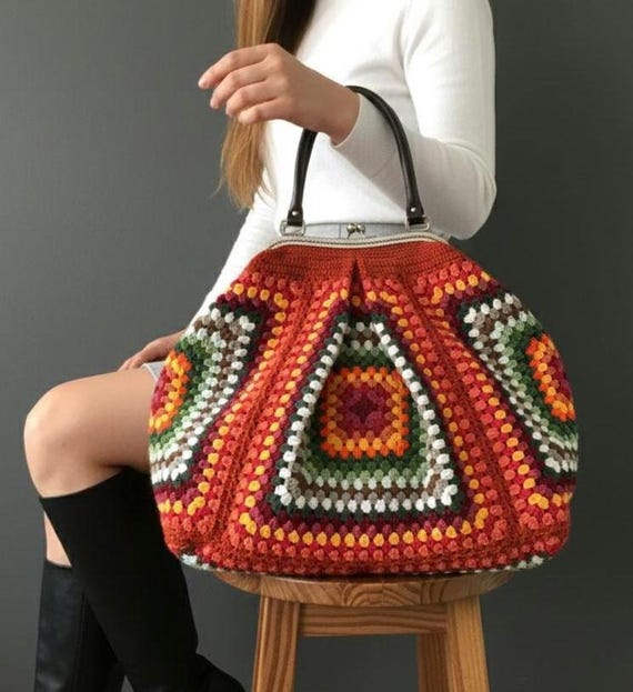 Poppins Bag, Large Crochet Bag, Xl Crochet Vintage Bag, Crochet